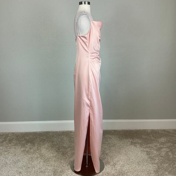 Laundry by Shelli Segal Pink Satin Ruched Formal Long Gown Women’s Size 8 - Picture 3 of 12